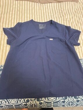 FIGS Navy V-Neck Technical Scrub Top